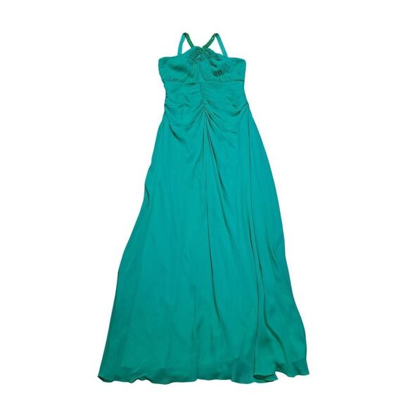 Vintage Tadashi Silk Embellished Sequins Y2k Glam Party Maxi Dress Sz 8 Green - Picture 9 of 13